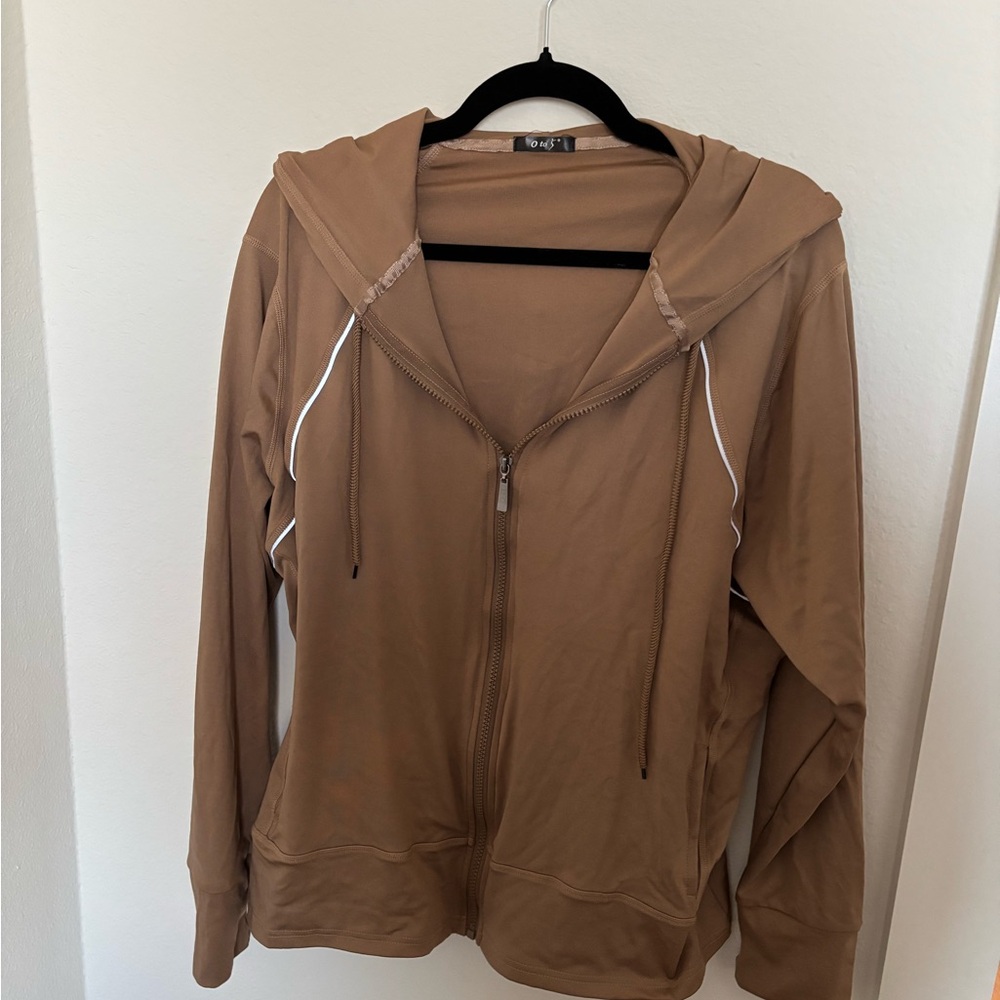 Tan Zip-Up Hoodie